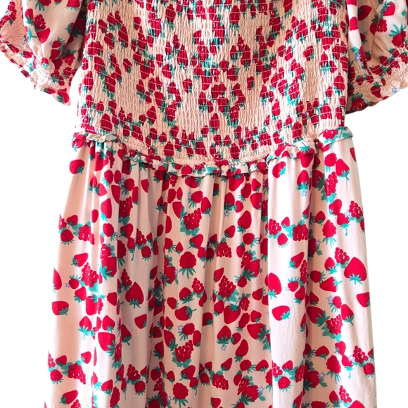 BETSEY JOHNSON Women's Dress Size XXL Strawberry Fields Tiered Smocked Midi - Picture 10 of 16